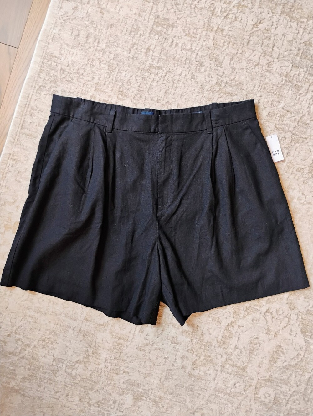 NWT XL Tall GAP 365 High-Rise Linen Blend Shorts 6" Relaxed Fit Black NEW